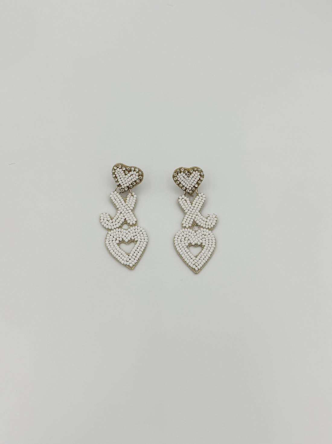 Bead Heart XO Earrings