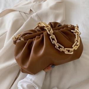 Manhattan Girl Chain Link Clutch in Brown