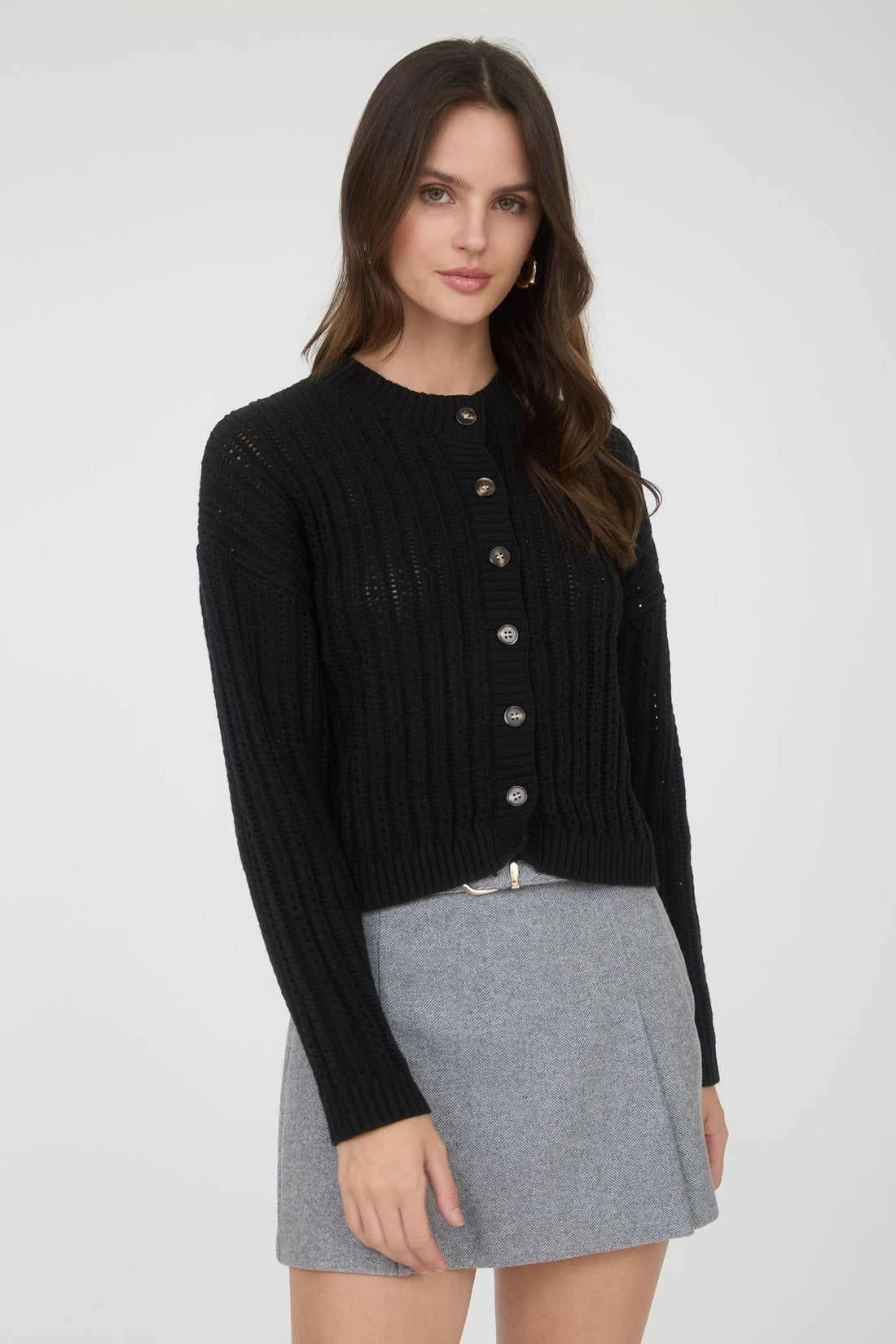 Button Down Cable Knit Cardigan