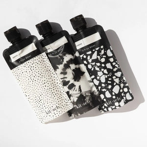 KITSCH Refillable Travel Pouches in Black & Ivory