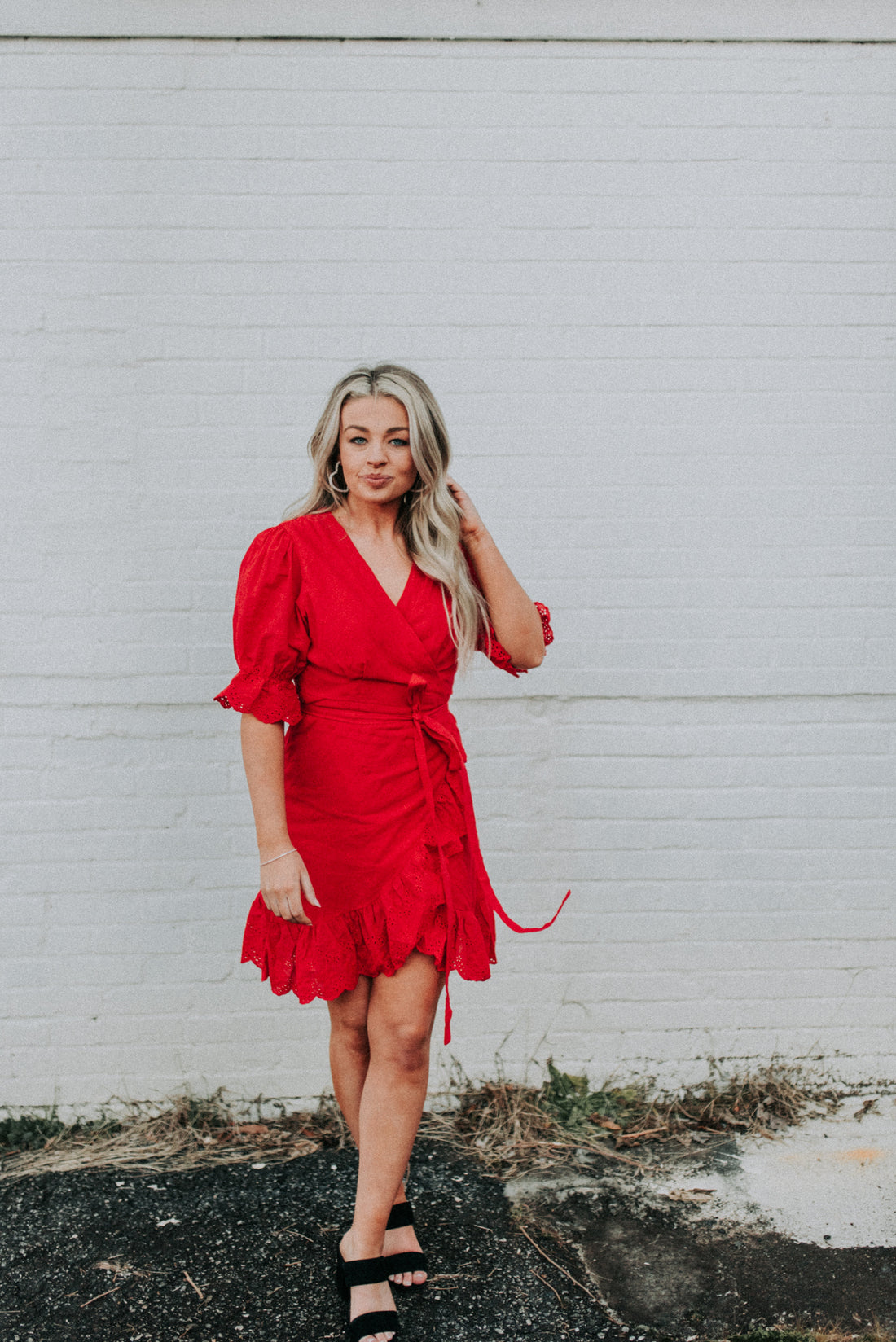 V-Day Baby Eyelet Dress